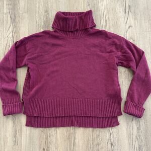 Anthropologie Sweater Women Small Knit Turtleneck Pullover Wool Raspberry